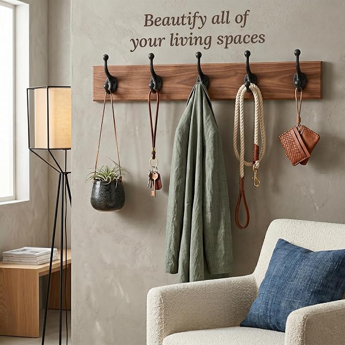 Rustic Cast Iron Coat Hooks Wall Mounted Farmhouse Decorative Wall Hooks - Image 4