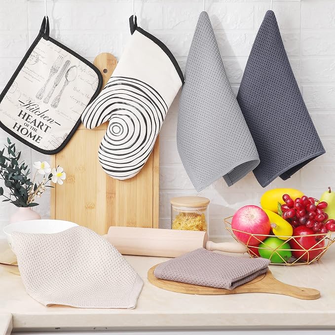 Homaxy 100% Cotton Waffle Weave Kitchen Dish Cloths 6-Pack, Mixed Color | 12 x - Image 6