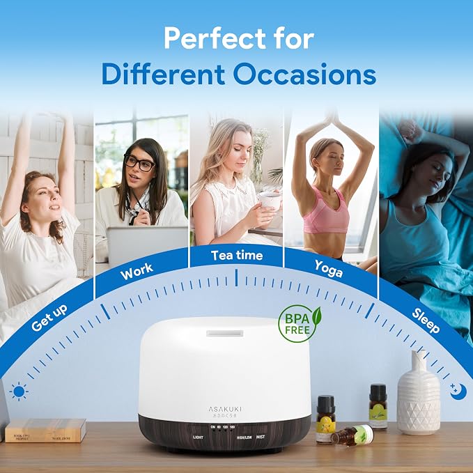 ASAKUKI Essential Oil Diffuser for Home, 500ML Aromatherapy Humidifier | - Image 5