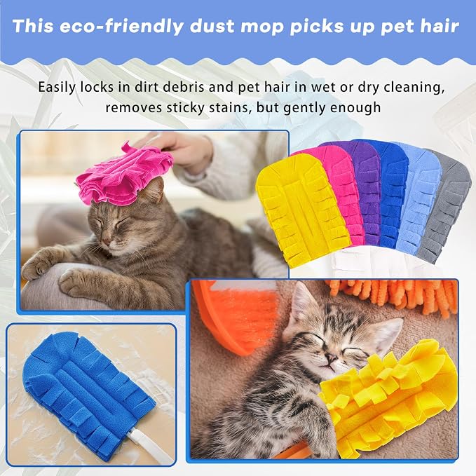 Zubebe 12 Pcs Reusable Duster Refills Fleece, Bright Color | Soft Polyester - Image 5