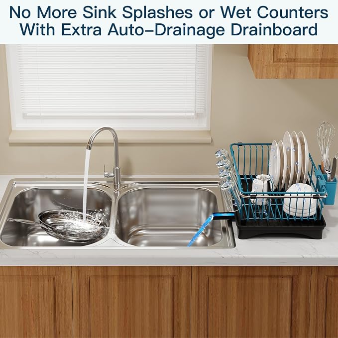 Blue Dish Drying Rack Over Sink - Image 5