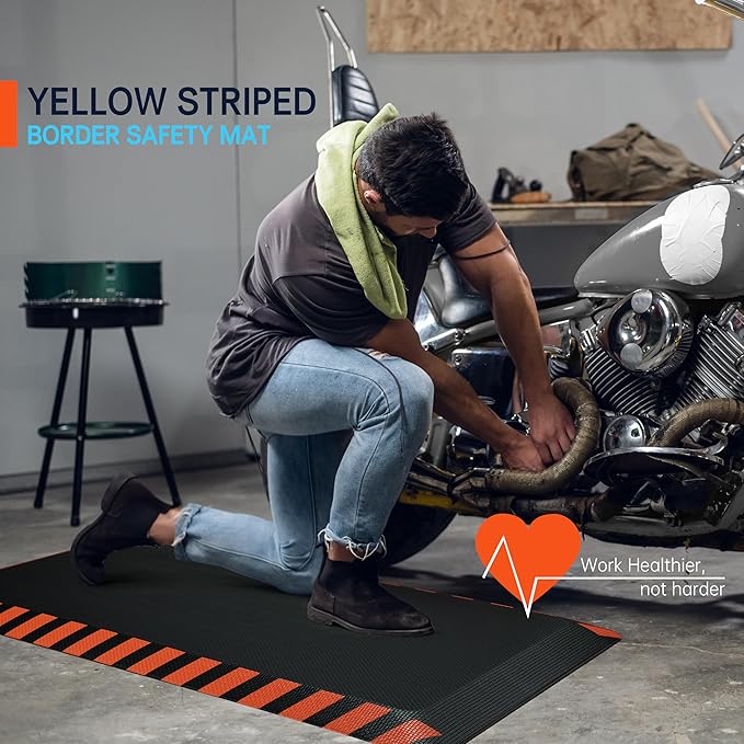 FEATOL Anti Fatigue Mat Industrial, Ergonomic Standing Floor Mat for Work for Stand -Safety Support for Leg & Back Pain(Orange Border, 20" x 39", 1PC)