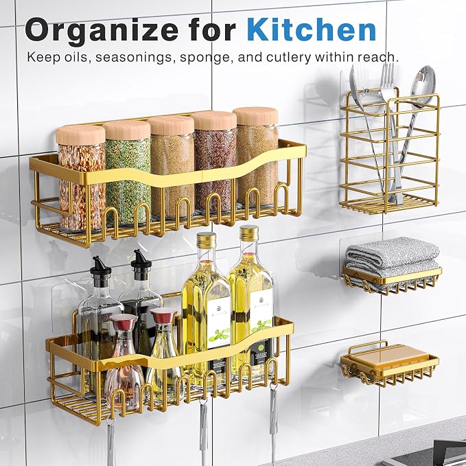 Shower Caddy 5 Pack, Adhesive Shower Organizer - Image 6