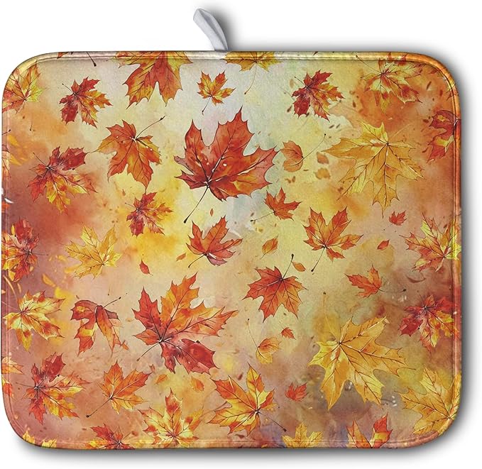 Maple Leaves Fall Dish Drying Mat by Kwlegh