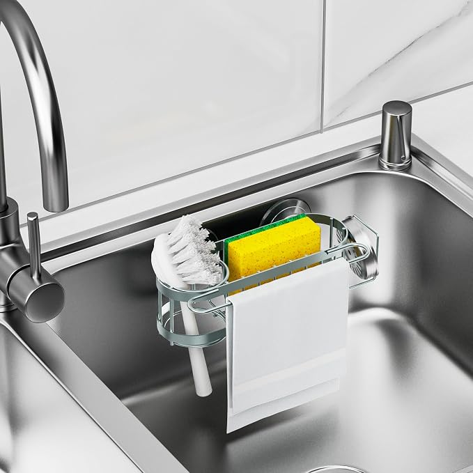 Cisily Kitchen Sink Caddy Sponge Holder in The Sink, Stainless Steel Kitchen - Image 6