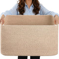 Large 75L Woven Laundry Basket, Collapsible Cotton Rope Storage Hamper by Hobasket