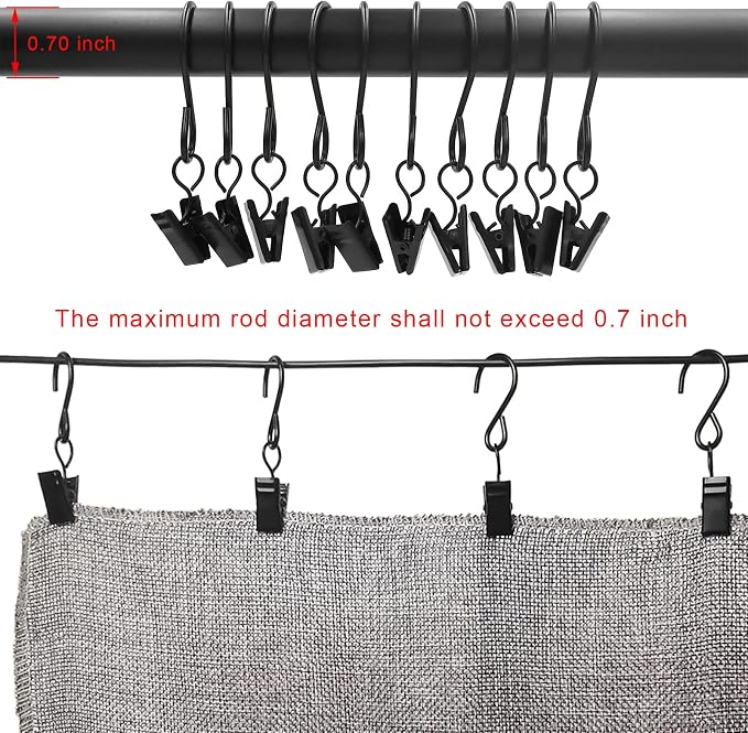 Stainless Steel S Hooks Curtain Clips, 50 Pack Hanging Party Lights Clips - Image 4