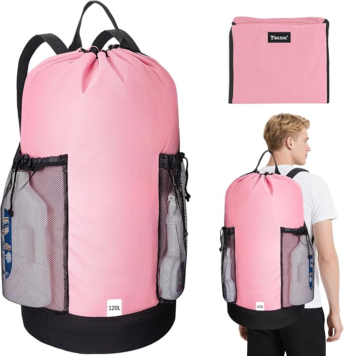 BALEINE 2PK 120L Laundry Bag Backpack, 900D Oxford Fabric Large Travel Laundry by BALEINE