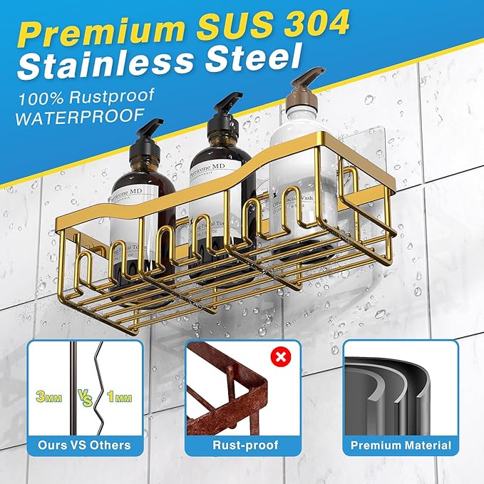 Shower Caddy 5 Pack, Adhesive Shower Organizer - Image 5