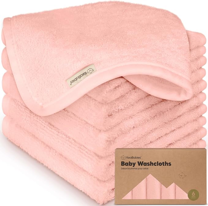 KeaBabies 6-Pack Baby Washcloths, Soft Absorbent Washcloths by KeaBabies