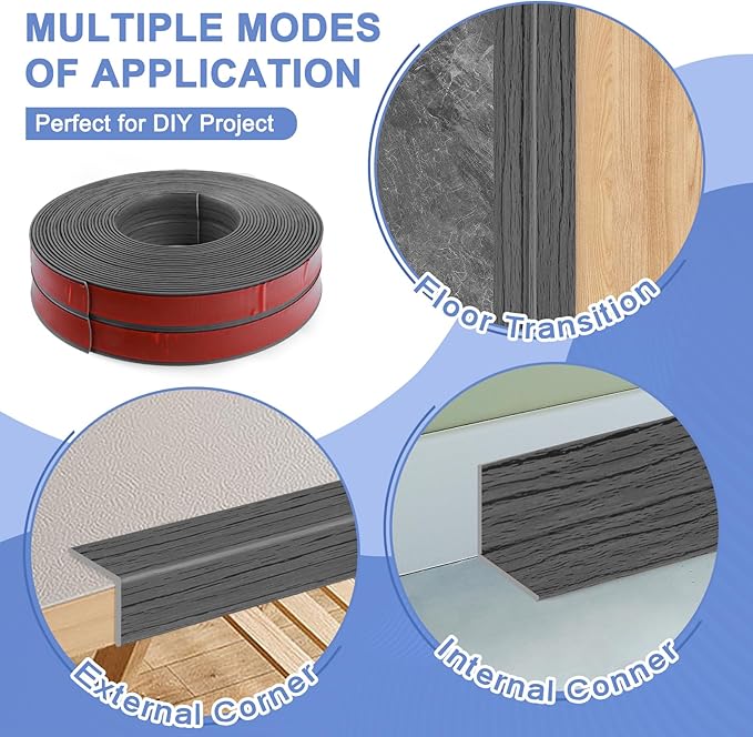 Wall Corner Protector Moulding Trim Peel and Stick Wall Corner Guards Trim Flexible Self Adhesive Edge Protector Moulding, 1.6 in x 10 Ft, Deep Gray Wood