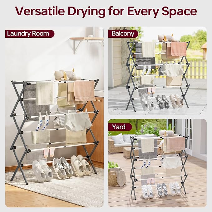 Large Clothes Drying Rack, 14.57" D × 44.88" H | Foldable & Extendable - Image 7