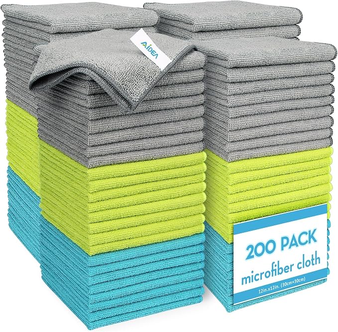 AIDEA Microfiber Cleaning Cloth-200PK, Microfiber Towels by AIDEAHOME