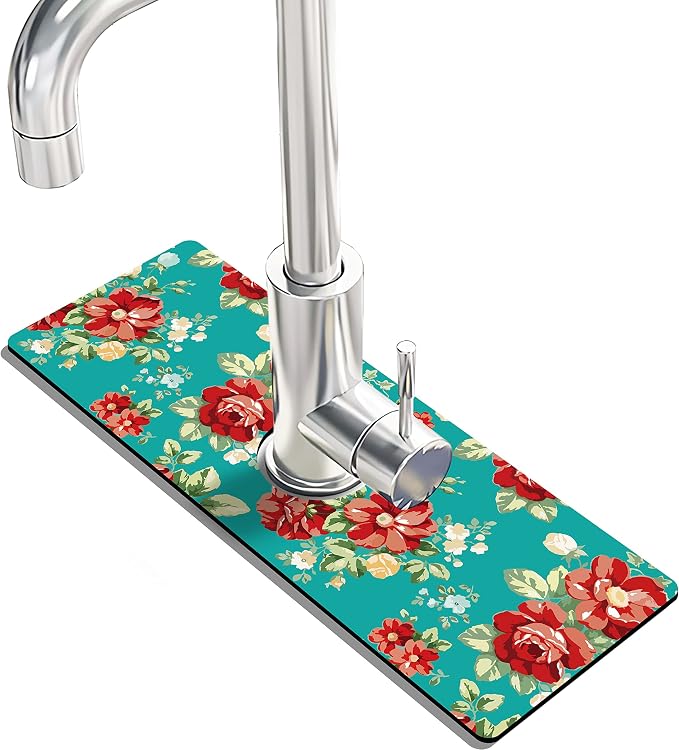 Kitchen Sink Splash Guard Faucet Mat -2 PC Super Absorbent Fast Drying Mat Sink - Image 2