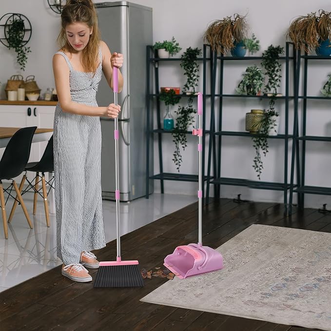 Broom and Dustpan Set for Home, Indoor&Outdoor Sweeping, Stand Up Broom and - Image 6