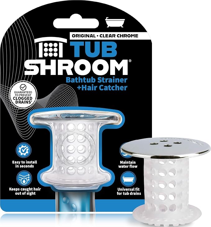 TubShroom Tub Drain Hair Catcher, Chrome – by TubShroom