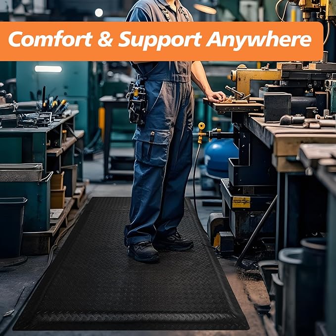 Anti Fatigue Mats Industrial 2' x 7' 15/16" Thick Ergonomic Standing Mat Commercial Kitchen Mat Heavy Duty Diamond Plate Cushioned Shop Floor Mats Helps Relieve Back and Leg Soreness
