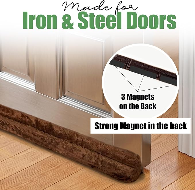Evelots Magnetic Metal Door Draft Stopper-2 Pack-Extra Strong Magnets - Image 2