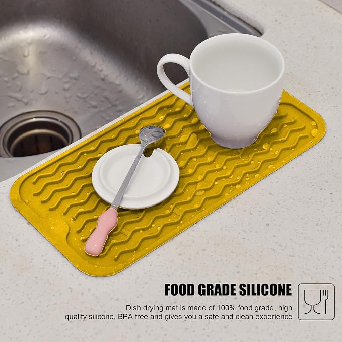Silicone Dish Drying Mat, Non-Slip Easy Clean Sink Mat, Large Heat-resistant - Image 5