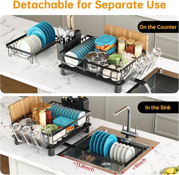2 Tier Large Detachable Dish Drying Rack - Image 8