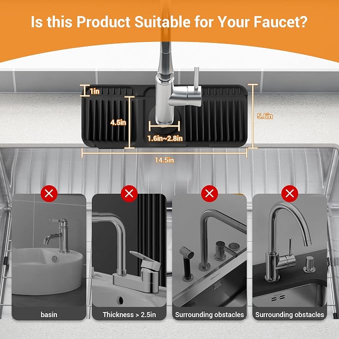 ZJWZLG Faucet Mat for Kitchen Sink, Snap-On Design & 7°slope Fast Drain - Image 5