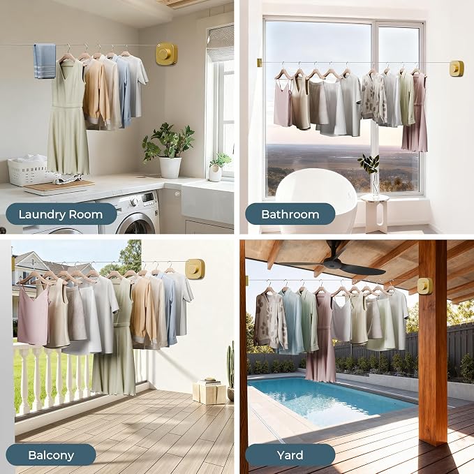 FORIOUS 13.8 Ft Retractable Clothesline, Non-Sagging - Image 2