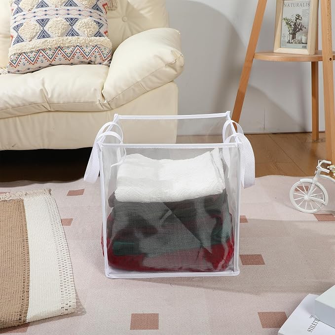 Zopeal 6 Pack Collapsible Mesh Laundry Basket, Single-layer | 13 Inch Square - Image 6