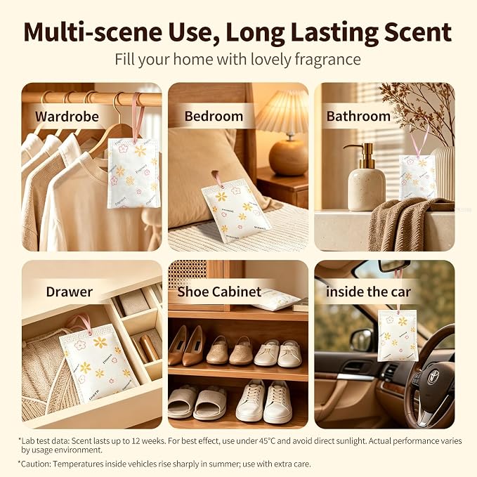12 Pack Scented Sachets for Drawers and Closets, Large Long Lasting Hanging - Image 7