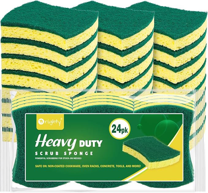 ORIGHTY Heavy Duty Scrub Sponges Kitchen Sponge, 24 Pack Cleaning Sponges | by AllRightinOrighty