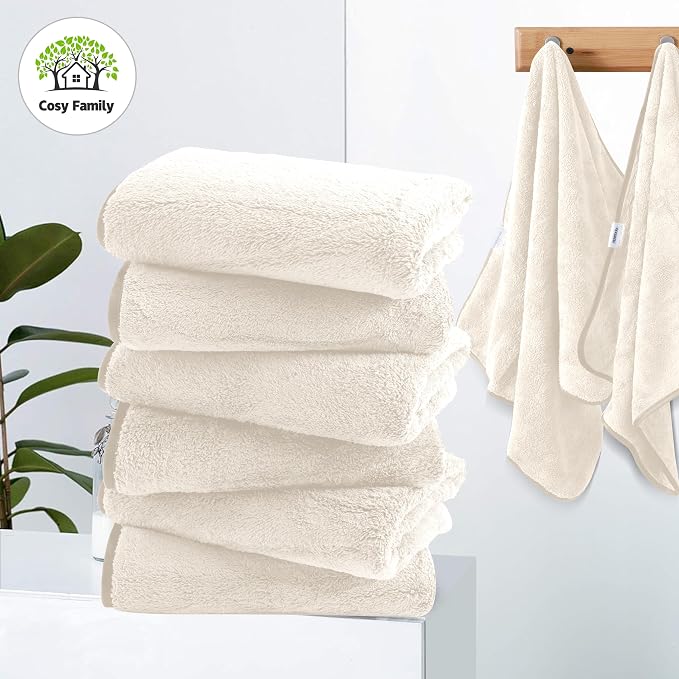 Cosy Family 6 Pack Ultra Soft Microfiber Absorbent Hand Towel, Silk Hemming - Image 3