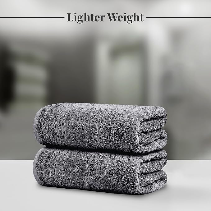 8 Piece Towel Set, 2 XL Bath, 2 Hand, 4 Washcloth, Dark Grey | 100% Cotton - Image 4