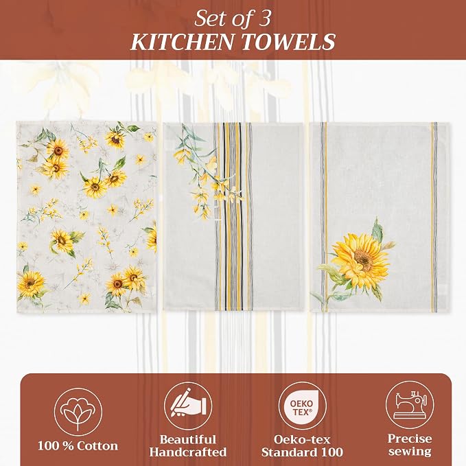 Maison d' Hermine Kitchen Towels Set of 3 Reusable 100% Cotton 27.50" x 20" - Image 3