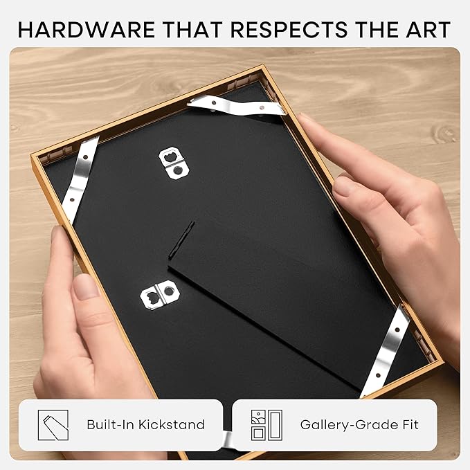 Homeforia A4 Picture Frame Bronze, High End Metal 8.3 x 11.7 inch Brass Poster Frames with Mat 5.8 by 8.3 Print, A4 Frames Matted to A5 Photo, 8.3x11.7 Wall or Tabletop Frame, Tempered Glass, Set of 3