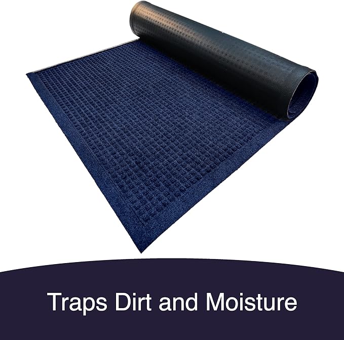 Ecomills Rubber Doormat, Extra Large, 36" x 60", Blue, XL, Absorbent Indoor Outdoor, Stain Resistant, Rubber Non Slip Backing, Heavy Duty, Durable