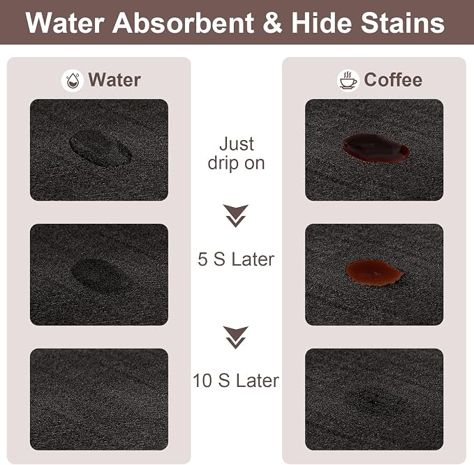 CooRug Fashion Coffee Mat, Dish Drying Mat 12" x 20" Black | Hide Stain - Image 2