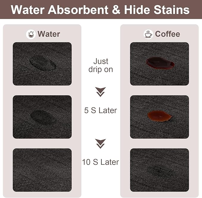 CooRug Fashion Coffee Mat, Dish Drying Mat 17" x 32" Black | Hide Stain - Image 3