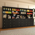 71" Tall Farmhouse Kitchen Pantry, Large Storage Cabinet with Drawers, Freestanding Coffee Bar Hutch with Microwave Stand, Adjustable Shelves for Kitchen, Living Room, Black 4 Pcs