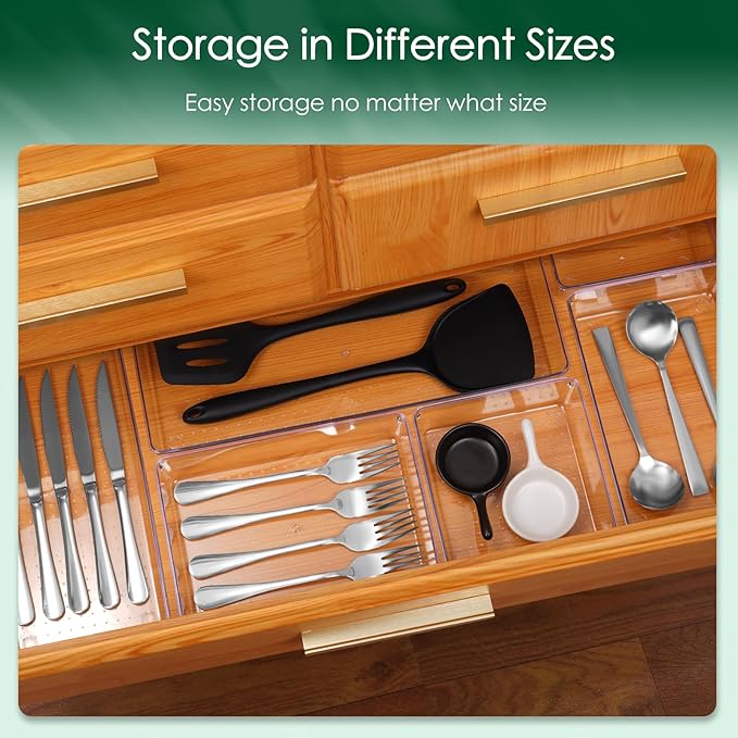 Drawer Organizer Set, Acrylic Non Slip Non Cracking Kitchen Drawer Storage Tray - Image 4