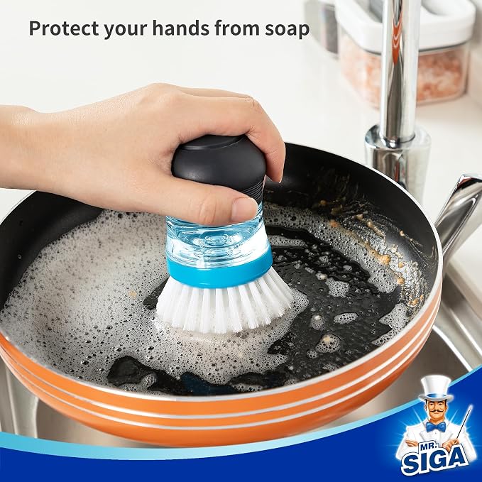 MR.SIGA Soap Dispensing Palm Brush, 1 Pack, palm scrubber, palm scrub brush - Image 5