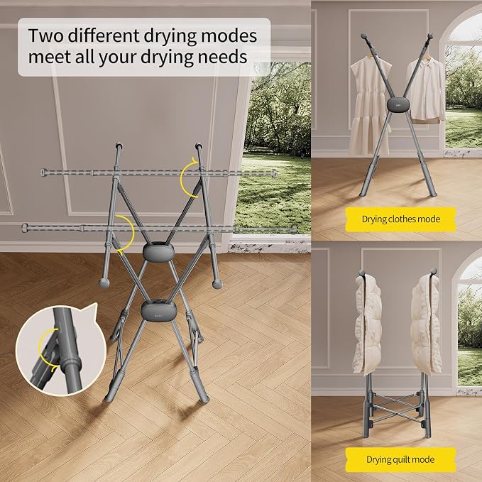 BIREN Clothes Drying Rack Heavy Duty Clothing Racks Foldable Laundry Rack Two - Image 4