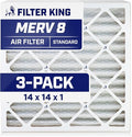 Filter King 14x14x1 Air Filter | 3-PACK | MERV 8 HVAC Pleated A/C Furnace Filters | MADE IN USA | Actual Size: 13.5 x 13.5 x .75"