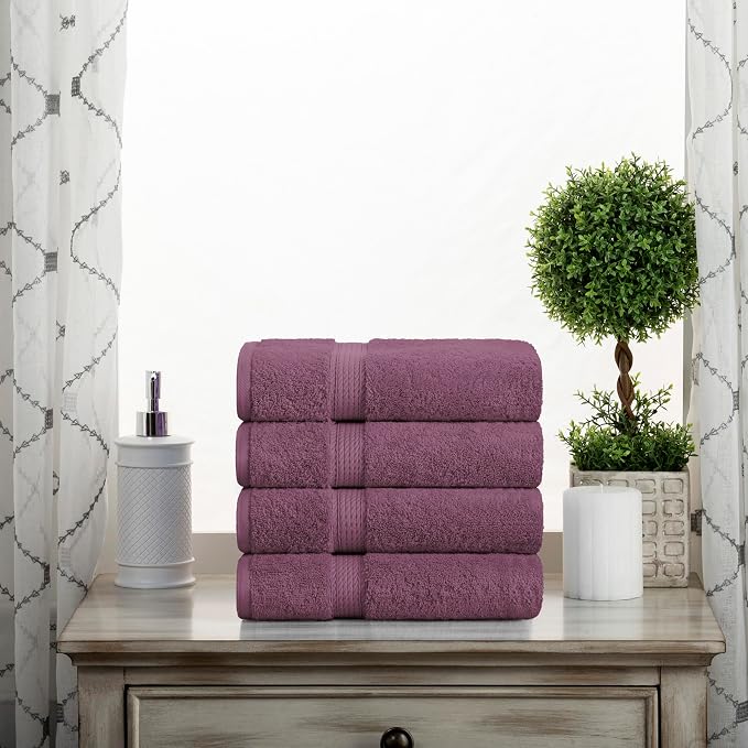 SUPERIOR Egyptian Cotton Plush & Absorbent, Hand Towel Set of 4, Plum | Quick - Image 9