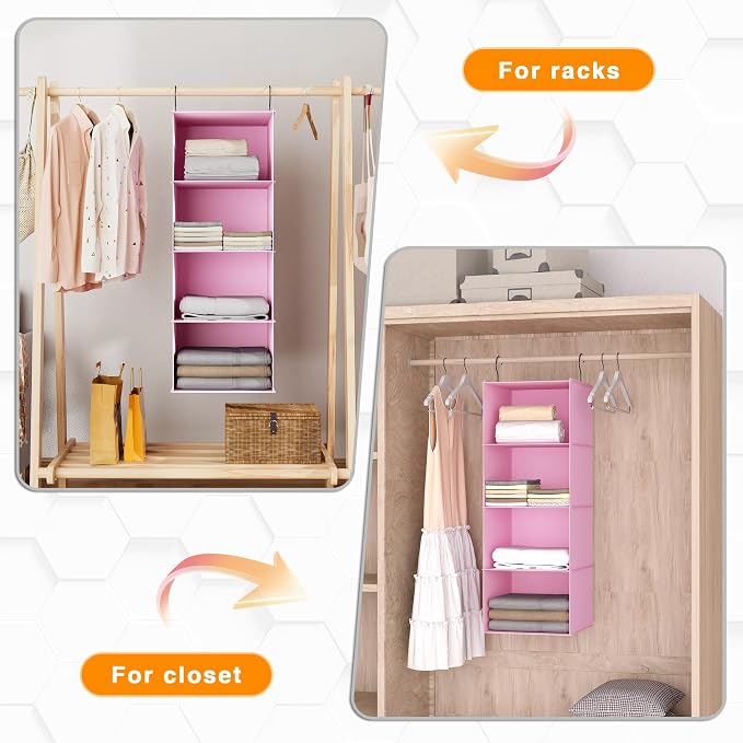 Hanging Closet Organizer 4-Shelf, Oxford Fabric Wardrobe Storage, shoes & - Image 5