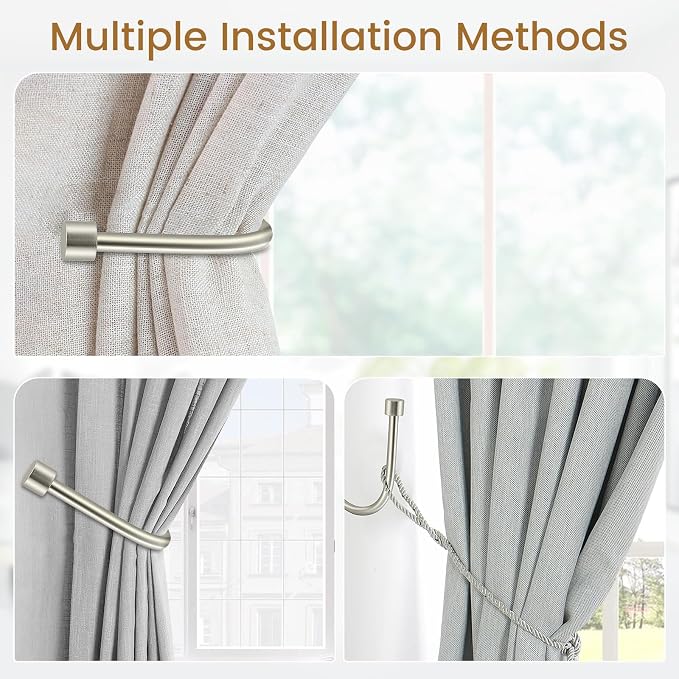 HIKMLK Minimalist Curtain Holdbacks 2pcs, 100% Cast Iron Solid Heavy Duty Metal - Image 4