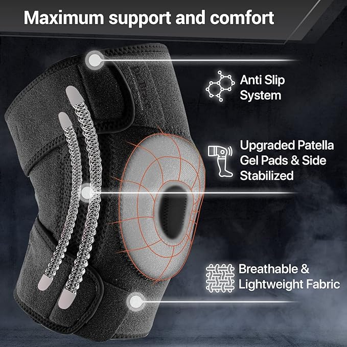 DR. BRACE ELITE Knee Brace with Side Stabilizers & Patella Gel Pads for Maximum Knee Pain Support and fast recovery for men and women-Please Check How To Size Video (Pluto, Medium)