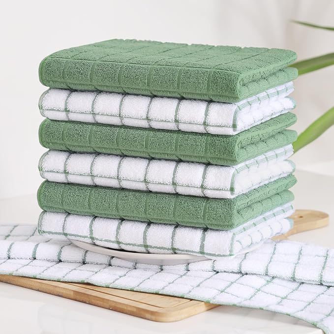 Homaxy Large Premium Cotton Kitchen Towels 16"x 28", 6 Pack, Grass Green - Image 8
