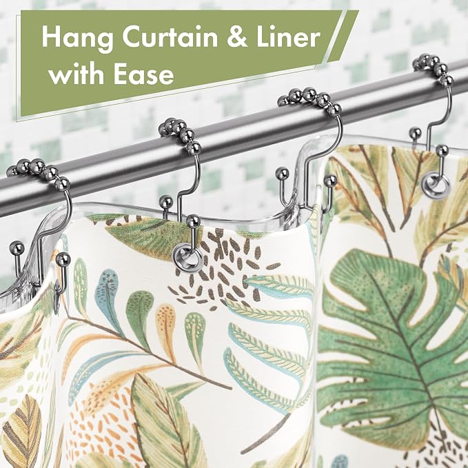 Amazer Shower Curtain Rings, Rust-Resistant Metal Double Shower Hooks - Image 4