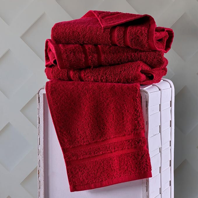 Hawmam Linen Red Hand Towels 4 Pack Turkish Cotton Premium Quality Soft and - Image 5