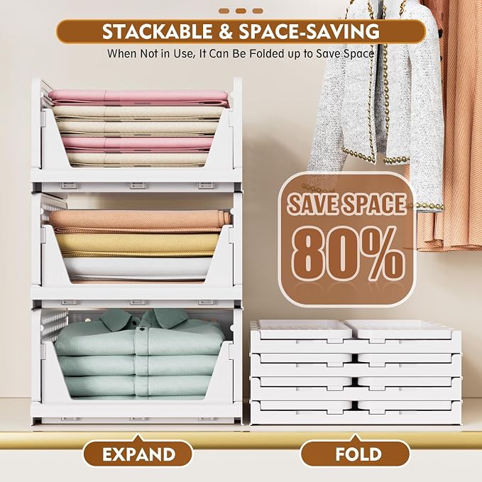 Upgraded Closet Organizers and Storage, Stackable Closet Organizer Basket - Image 5
