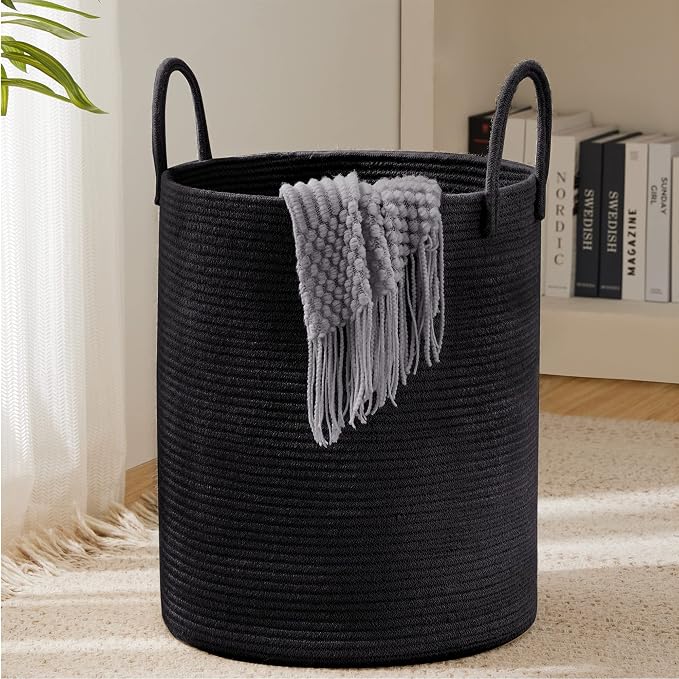 YOUDENOVA Woven Rope Laundry Hamper Basket, 58L Blanket Basket by YOUDENOVA